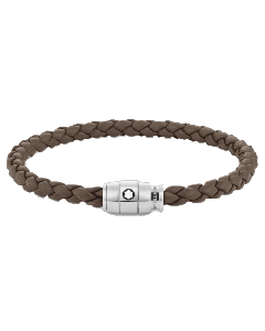 Montblanc's Woven Mastic Leather Bracelet Steel 3 Ring Fastening is made with plain leather with woven detailing.