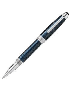 Montblanc rollerball is made with a blue resin body.