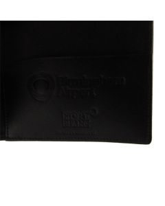 Montblanc passport case has been embossed with company logo.