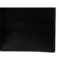 Montblanc passport case has been embossed with company logo.