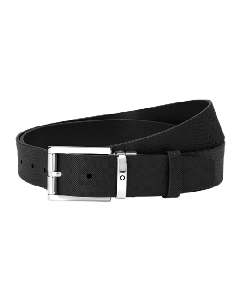 Montblanc's Pin Buckle Black Leather Belt Palladium-Coated