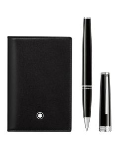 Montblanc's PIX Black Rollerball Pen & Black Meisterstück Business Card Holder Set.