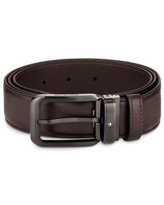 Rectangular Black PVD Pin Buckle Brown Belt designed by Montblanc. 