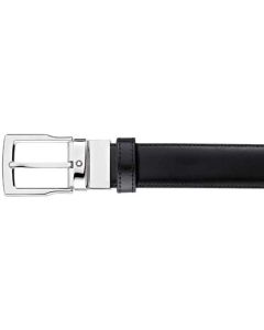 This is the Montblanc Business Line Rectangular Cut Polished Palladium Pin Buckle Belt. 