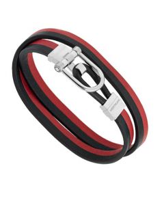 Urban Spirit Red and Black Leather Bracelet-S