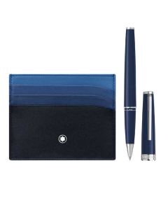 This Montblanc Pen Set features a Navy PIX rollerball pen and navy leather 6CC card holder. 