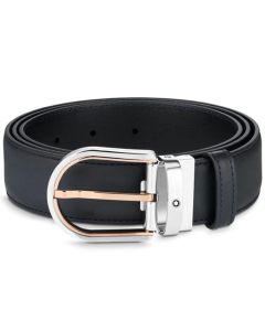 Horseshoe Palladium & Rose Gold Pin Buckle Belt designed by Montblanc.