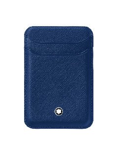 This Montblanc blue leather card wallet is designed to magnetically stick to your iPhone.