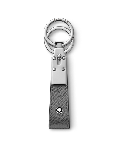 This Montblanc Sartorial Key Fob Forged Iron Saffiano Leather has the star emblem on the front of the leather loop. 
