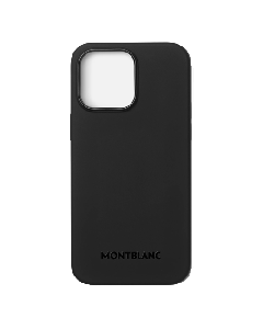 This Montblanc Black Meisterstück Selection iPhone 15 Pro Case with MagSafe has the brand name subtle on the back of the case. 