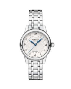 This silver stainless steel watch has been created by Montblanc.