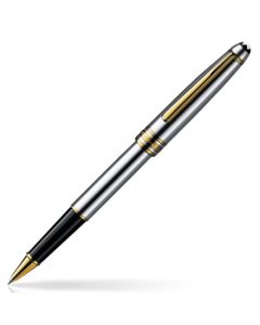 Montblanc's Meisterstück Solitaire Platinum Classique Rollerball has been made with yellow gold trims.