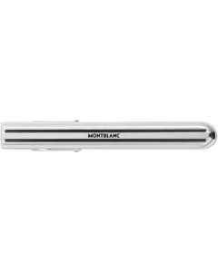 Montblanc stainless steel and black lacquer 3 rings motif tie bar.