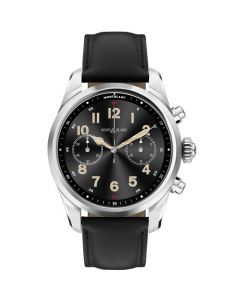 This is the Montblanc Summit 2+ Black Leather & Stainless Steel Smartwatch. 