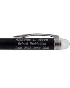 Corporate pen cap engraving for Oxford BioMedica.