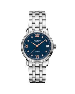 This Tradition Blue Stainless Steel Automatic Date Watch is designed by Montblanc. 