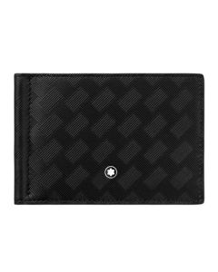 This Montblanc Extreme 3.0 Black 6CC Wallet with Money Clip has the snowcap emblem on the front with palladium plating.