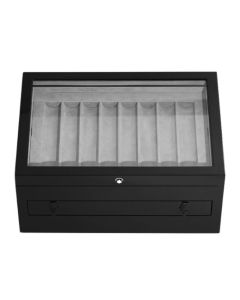 This Montblanc Meisterstück Large Collector's Box for 24 Pens in Black Lacquer is made out of wood with a glossy lacquer finish.