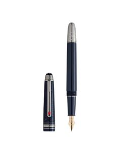 Montblanc's Meisterstück Around the World in 80 Days Classique Blue Fountain Pen is made from precious resin with a 14K gold nib that has special engraving.