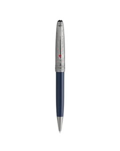 This Meisterstück Doué Classique Around the World in 80 Days Ballpoint Pen by Montblanc has a red lacquer heart on the end of the clip.