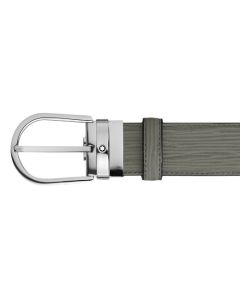 Horseshoe Palladium Pin Buckle Grey Bark Leather Belt