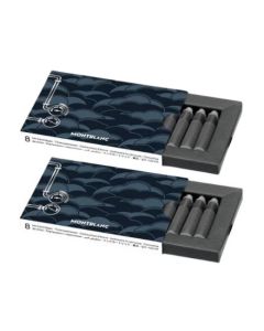 These Blue Meisterstück Around the World in 80 Days Ink Cartridges by Montblanc come in two packs of 8.