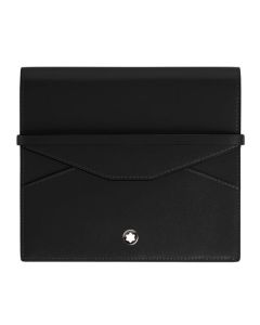 Montblanc's Meisterstück Black Leather 8 Pen Pouch has a flap closure with 8 pen loops inside in black leather.