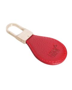 Oval Red Leather Keyring