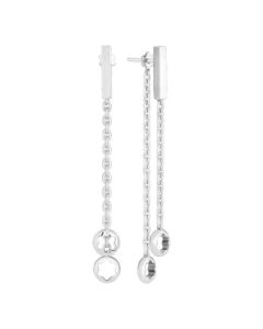 Montblanc's Star Signet Silver Long Earrings have the snowcap emblem at the bottom of the chain and are made of sterling silver.