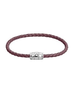 Montblanc's Meisterstück Steel 3 Ring Cassis Woven Leather Bracelet has a steel clasp with a magnetic closure.