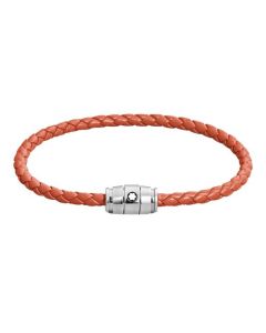 Meisterstück Steel 3 Ring Cayenne Woven Leather Bracelet