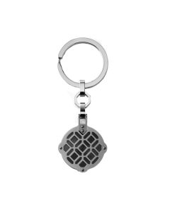 Stainless Steel Filigree two tone Key Ring in Gun Metal Grey by Montegrappa.