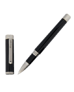 Montegrappa's Zero Black & Palladium IP Rollerball Pen is made with shiny black resin and palladium. 