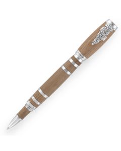Cap screwed on the end of the Tire-Bouchon oak timber rollerball pen by Montegrappa.