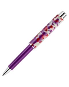 This Gnomo Obsession Midnight Purple Rollerball Pen by Montegrappa is made with a purple resin barrel and a patterned cap that has stainless steel trims.