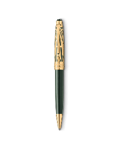 Montblanc's Meisterstück The Origin Collection Green Doué Classique Ballpoint Pen with gold plating and a resin barrel.