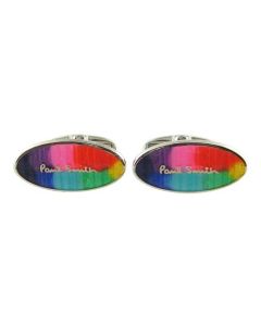 This multi-coloured  oval cufflinks come with the Paul Smith logo on the front.