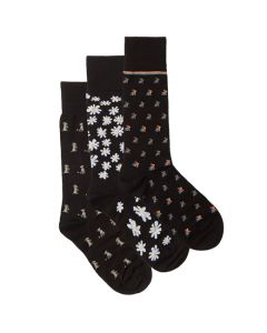 3-Pack of Men's Novelty Bunny, Flower & Dog Print Black Socks created by Paul Smith. 