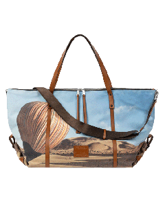 This Paul Smith 'Signature Stripe Balloon' Print Holdall in Canvas has cow leather trims in brown to complement the photographic print.