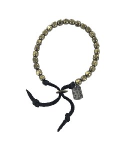 Paul Smith's Men's Gold Bead Leather Bracelet comes in a cotton drawstring pouch. 