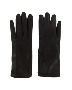 This pair of black leather gloves are part of the Paul Smith collection for women.