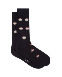 Men's Black Signature Stripe Polka Dot Socks designed by Paul Smith.