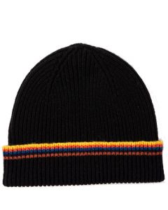 This is the Men's Black Stripe Lambswool Hat designed by Paul Smith. 