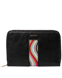 This is the Paul Smith Black Medium Leather Purse with Swirl Detailing.