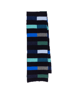 Men's Block Stripe Lambswool Glassette Scarf in Blue