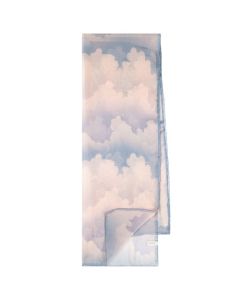 This Pale Blue Silk Cloud-Print Scarf is designed by Paul Smith. 