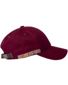 This is the Paul Smith Signature Stripe Trim Burgundy Baseball Cap.