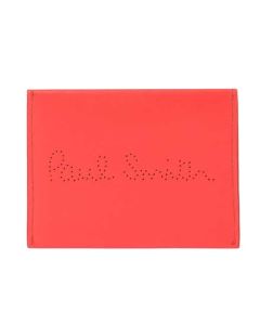 This Paul Smith card holder is made from a smooth coral leather material.