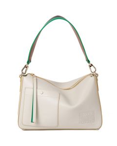 This Women's Cream Embossed Leather Shoulder Bag has been designed by Paul Smith. 