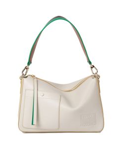 This Women's Cream Embossed Leather Shoulder Bag has been designed by Paul Smith. 